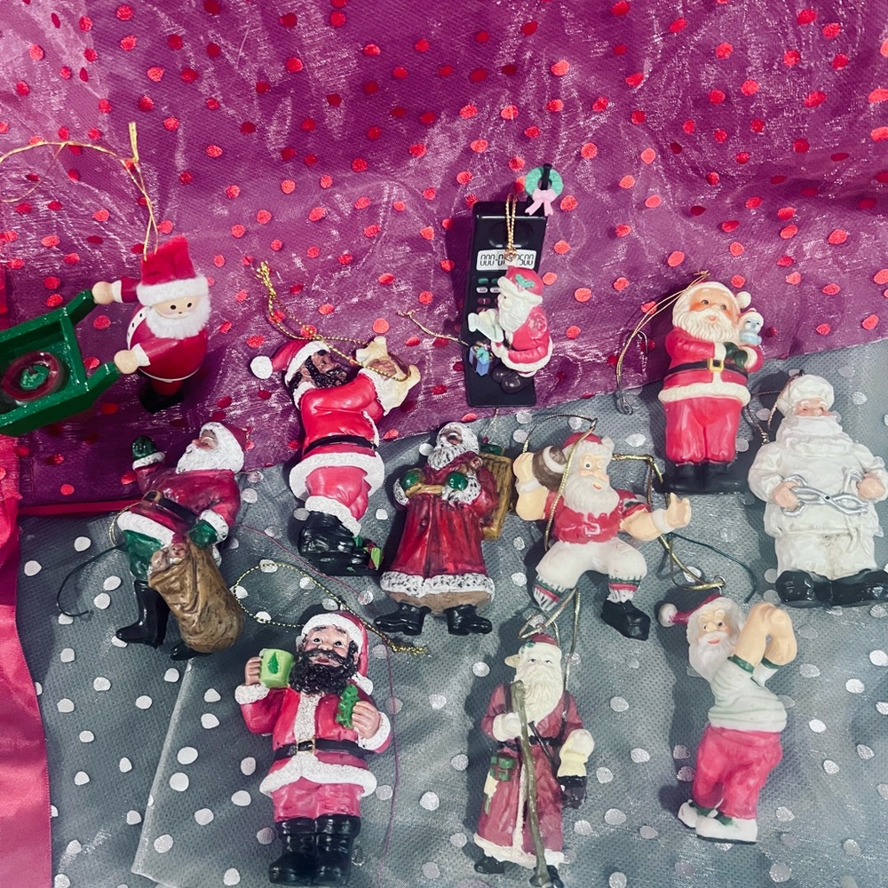 Vintage Santa Christmas Ornaments Bundle Sports Dark 1990s